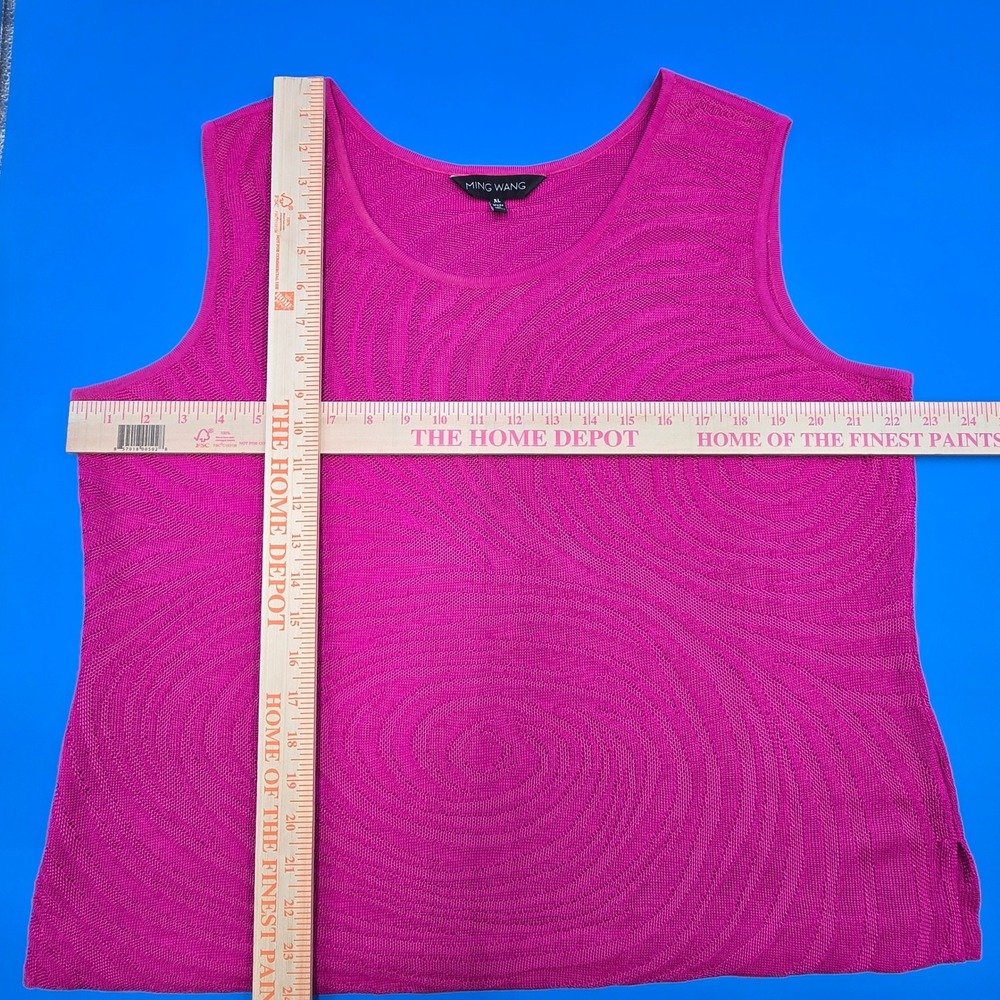 Ming Wang 2-Pc Twin Set Knit Cardigan Jacket & Tank Shell XL Pink Black - Picture 5 of 8